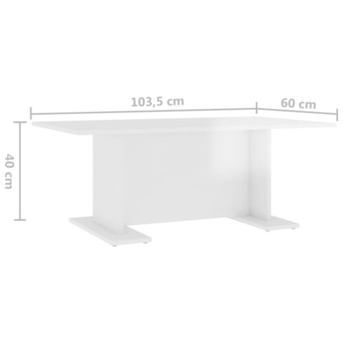 Coffee Table High Gloss White 103.5x60x40cm Engineered Wood - Image 6