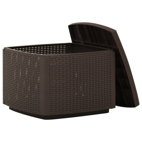 Outdoor Tea Table Garden Patio Side Coffee Lounge Sofa Tables Plastic Rattan Mocha - Image 4