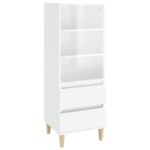 Highboard High Gloss White 40x36x110cm Engineered Wood