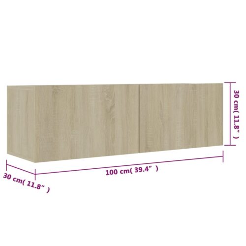 TV Cabinet Sonoma Oak 100x30x30cm Engineered Wood - Image 9