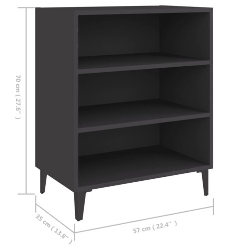Sideboard Grey 57x35x70cm Engineered Wood - Image 6