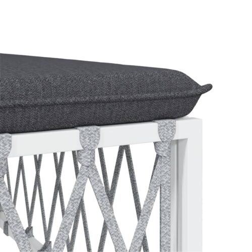 Garden Middle Sofa with Cushions White Woven Fabric - Image 5