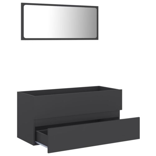 2-Piece Bathroom Furniture Set Grey Engineered Wood - Image 3