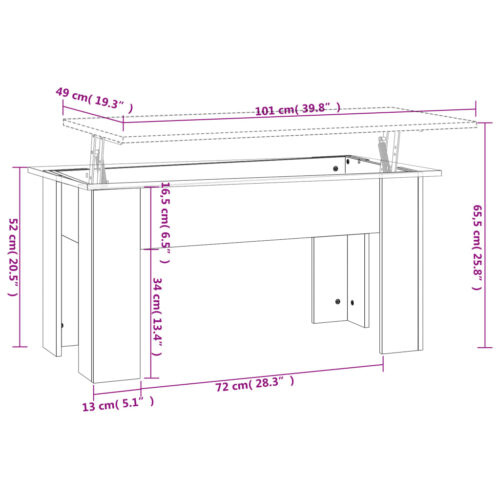Coffee Table White 101x49x52cm Engineered Wood - Image 8