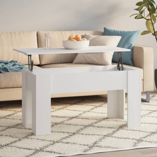 Coffee Table White 101x49x52cm Engineered Wood - Image 9