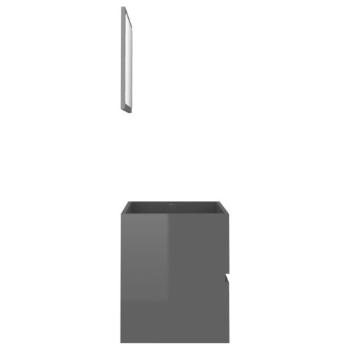 2-Piece Bathroom Furniture Set High Gloss Grey Engineered Wood - Image 5