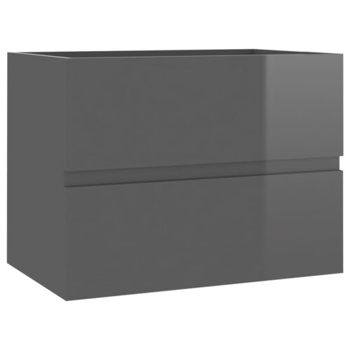 2-Piece Bathroom Furniture Set High Gloss Grey Engineered Wood - Image 11