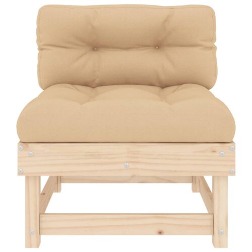 Middle Sofa with Cushions Solid Wood Pine - Image 3