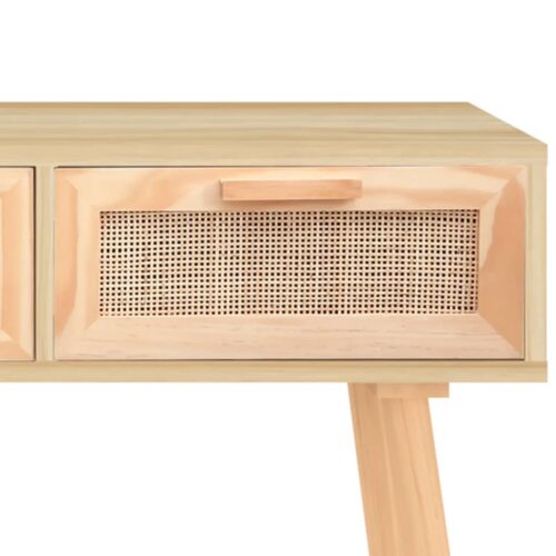 Console Table Brown 105x30x75cm Solid Wood Pine Natural Rattan - Image 5