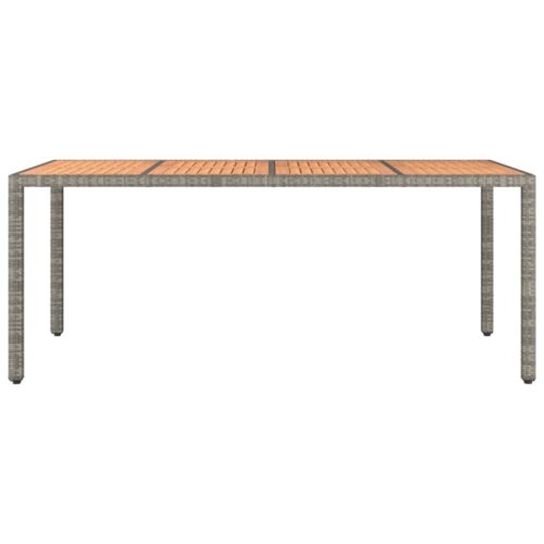 Garden Table with Wooden Top Grey Poly Rattan Solid Wood Acacia - Image 3