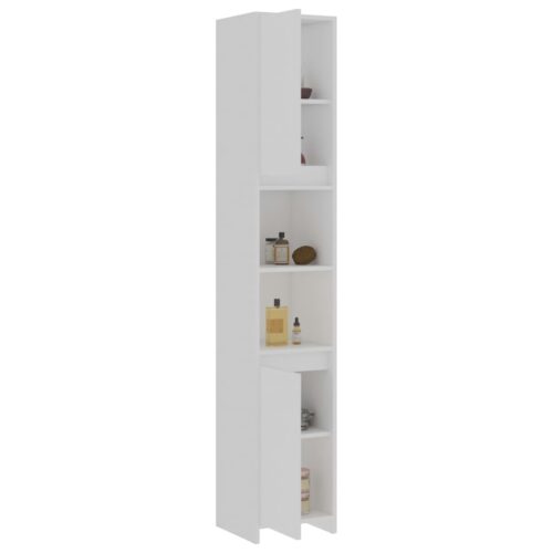 Tall Bathroom Cabinet Storage Rack Shelf Wooden Linen Cupboard White 30x183.5cm - Image 3