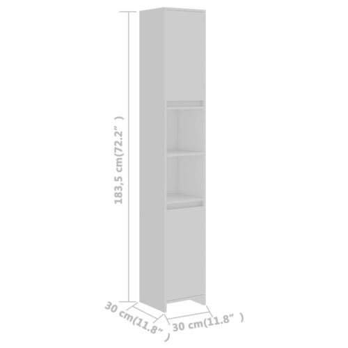 Tall Bathroom Cabinet Storage Rack Shelf Wooden Linen Cupboard White 30x183.5cm - Image 7