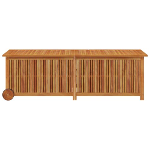 Garden Storage Box with Wheels 150x50x58cm Solid Wood Acacia - Image 4