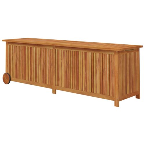 Garden Storage Box with Wheels 150x50x58cm Solid Wood Acacia - Image 6