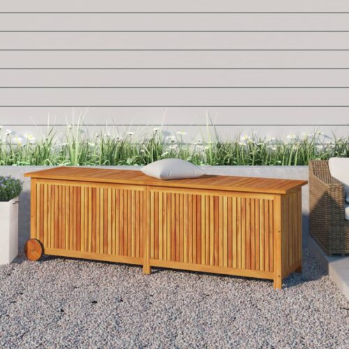 Garden Storage Box with Wheels 150x50x58cm Solid Wood Acacia - Image 9