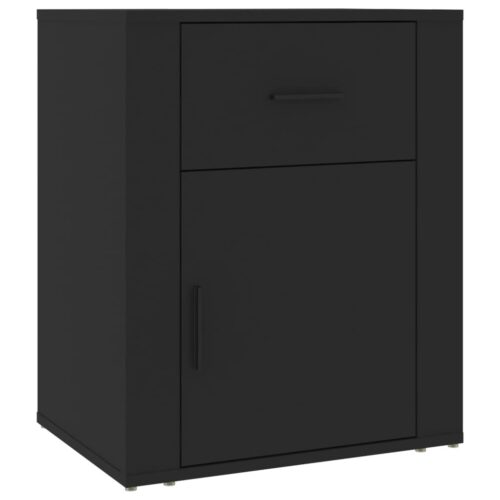 Bedside Cabinet Black 50x36x60cm Engineered Wood