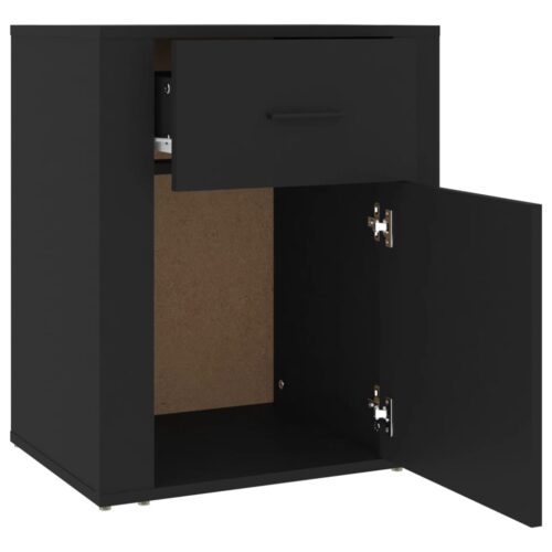 Bedside Cabinet Black 50x36x60cm Engineered Wood - Image 7