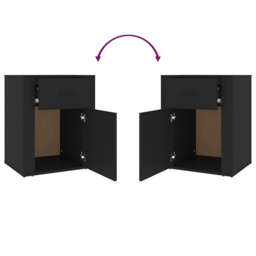 Bedside Cabinet Black 50x36x60cm Engineered Wood - Image 9