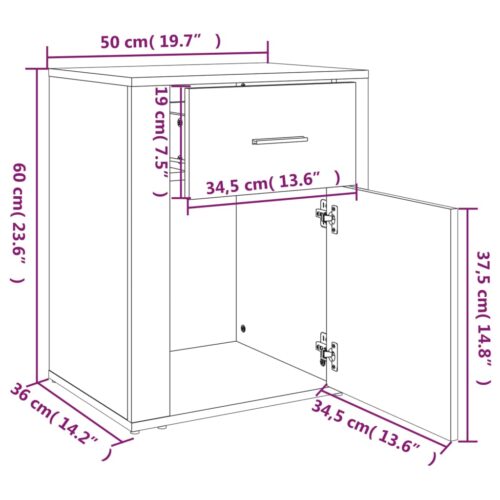 Bedside Cabinet Black 50x36x60cm Engineered Wood - Image 11
