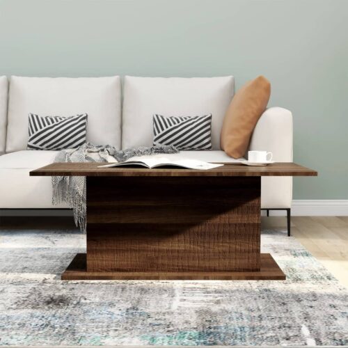 Coffee Table Brown Oak 102x55.5x40cm Engineered Wood - Image 4