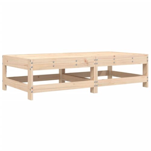 2pcs Outdoor Footstool Garden Patio Bench Ottoman Chair Seat Pine Wood Beige - Image 3
