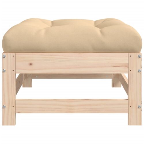 2pcs Outdoor Footstool Garden Patio Bench Ottoman Chair Seat Pine Wood Beige - Image 6