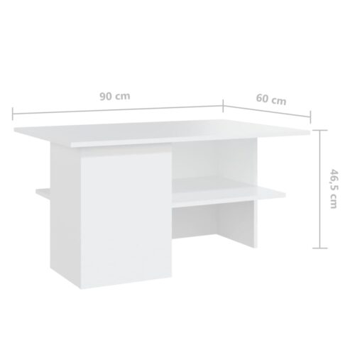 Coffee Table White 90x60x46.5cm Engineered Wood - Image 6