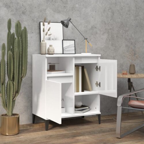 Sideboard High Gloss White 60x35x70cm Engineered Wood - Image 3