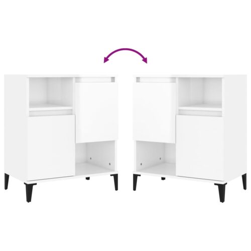 Sideboard High Gloss White 60x35x70cm Engineered Wood - Image 8