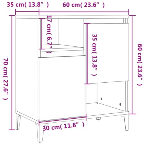 Sideboard High Gloss White 60x35x70cm Engineered Wood - Image 10