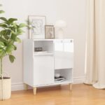 Sideboard High Gloss White 60x35x70cm Engineered Wood