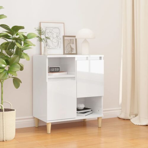 Sideboard High Gloss White 60x35x70cm Engineered Wood