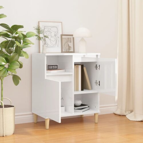 Sideboard High Gloss White 60x35x70cm Engineered Wood - Image 3