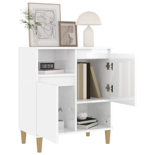 Sideboard High Gloss White 60x35x70cm Engineered Wood - Image 4