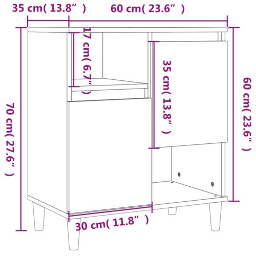 Sideboard High Gloss White 60x35x70cm Engineered Wood - Image 10