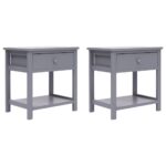 Nightstands 2pcs Grey 40x29x42cm Paulownia Wood