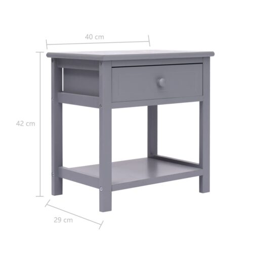 Nightstands 2pcs Grey 40x29x42cm Paulownia Wood - Image 7