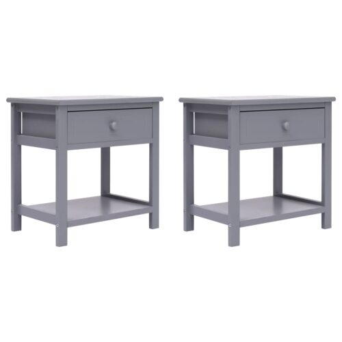 Nightstands 2pcs Grey 40x29x42cm Paulownia Wood - Image 8