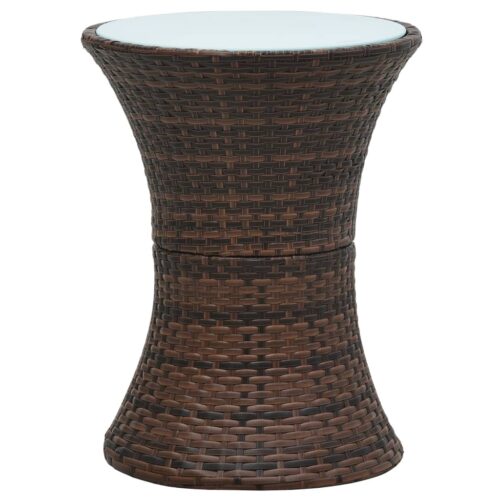 Garden Side Table Drum Shape Brown Poly Rattan - Image 2