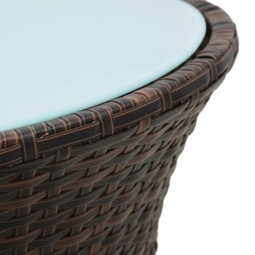 Garden Side Table Drum Shape Brown Poly Rattan - Image 3