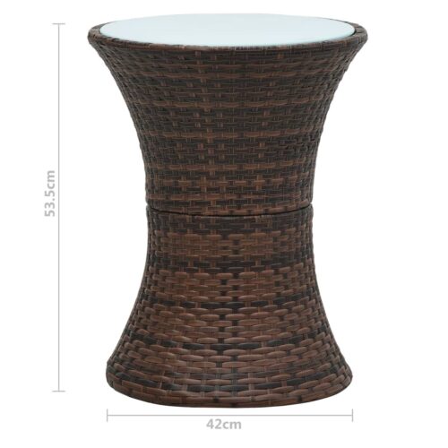 Garden Side Table Drum Shape Brown Poly Rattan - Image 4