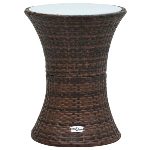 Garden Side Table Drum Shape Brown Poly Rattan - Image 5