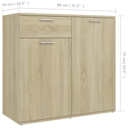 Sideboard Sonoma Oak 80x36x75cm Engineered Wood - Image 9