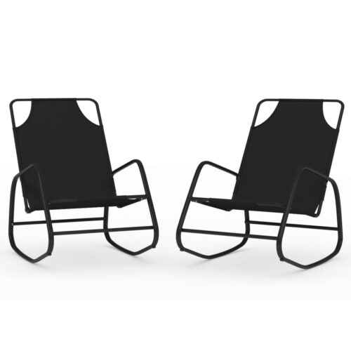 Rocking Sun Loungers 2pcs Black Steel Textilene