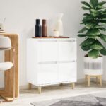 Sideboard High Gloss White 60x35x70cm Engineered Wood