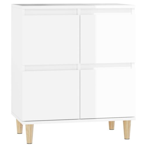 Sideboard High Gloss White 60x35x70cm Engineered Wood - Image 2
