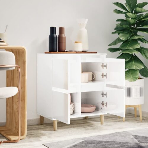 Sideboard High Gloss White 60x35x70cm Engineered Wood - Image 3