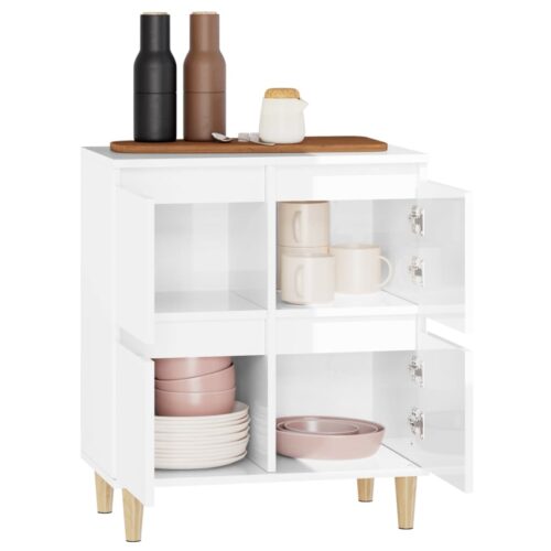 Sideboard High Gloss White 60x35x70cm Engineered Wood - Image 5