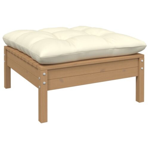 Honey Brown Pine Wood Outdoor Footstool Garden Patio Bench Ottoman Chair Seat - Image 7
