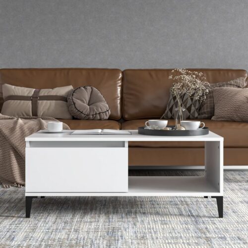 Coffee Table White 90x50x36.5cm Engineered Wood - Image 3